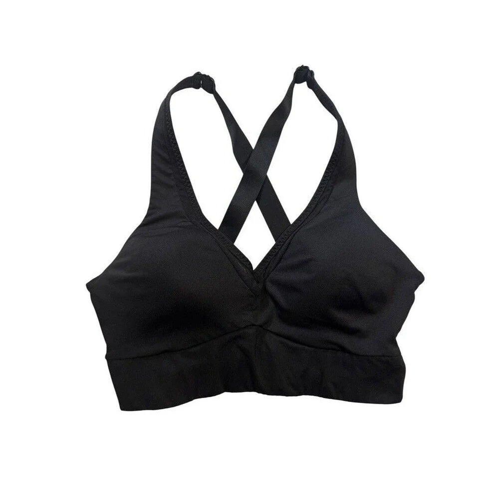 ATHLETA Women's SMALL Crisscross Full Coverage Wireless Sports Bra Black